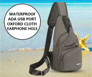 Aldawaar Beg Bahu Pinggang Silang Lelaki ( Oxford Waterproof USB Port Charging Men Women Chest Pouch Messenger Bag Sling ) 9G3