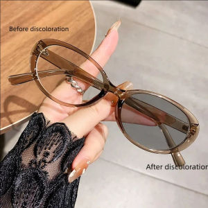 Light-sensitive Color-changing Anti-blue Light Myopia Glasses Fashionable Minimalist Style Slimming Non-face Myopia Glasses 6083