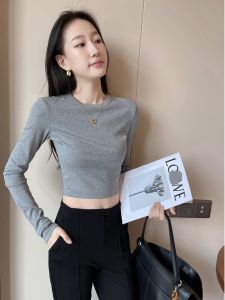 Áo Thun Crop Ôm Body Màu Xám