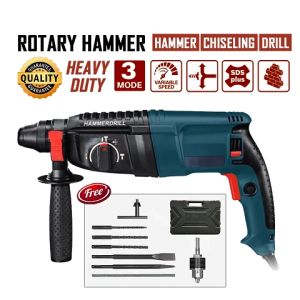 Drill Rotary Hammer Drill 3 Mode Adjustable1500W Power Impact With Handle Chisel Concrete Penebuk Dinding Konkrit