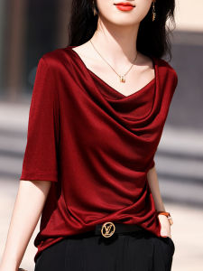 DONGYINUAN | Slimming Concealing Tencel Satin T-Shirt