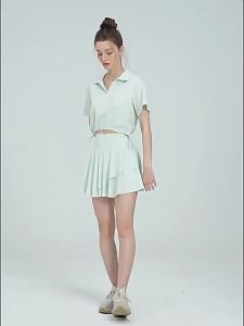 alo yoga กระโปรงโยคะสำหรับผู้หญิง ความรู้สึกเย็น ป้องกันรังสี UV สองชิ้นปลอม ป้องกันแสงแดด กระโปรงกีฬาฟิตเนสแห้งเร็ว