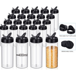 400ml Plastic Transparent Spice Cans with Shaker Lid Seasoning Containers for Kitchen and BBQ