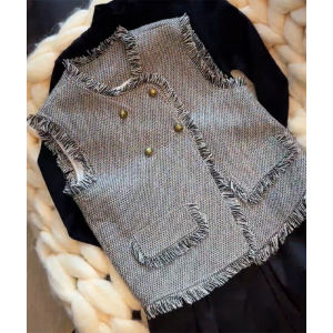 Korean Style Retro Tassel Little Fragrance Wind Womens Vest Autumn 2025 New All-Match Open Cardigan Vest Jacket