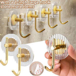 2pcs Light Luxury Acrylic Hook Self Adhesive Wall Mounted Bathroom Towel Hook Free Punch Key Bag Holder Home Bathroom Accessories