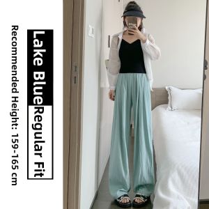 YIFANSHI | Raspberry Color Ice Silk Summer New Straight Leg Loose Trousers