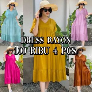 PAKET HEMAT 100 RIBU DAPAT 4 PCS DASTER RAYON POLOS SUSUN TERBARU