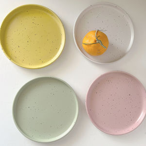 Maison จานเซรามิค จานขอบตั้ง รุ่นขอบเตี้ย 8นิ้ว ลายหิน Splash Ink Design  สไตล์มินิมอล จานขนม จานเค้ก จานคาเฟ่ จานสเต๊ก  คุณภาพพรีเมี่ยม