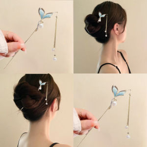 จี้ผมหางปลาสไตล์จีนโบราณสำหรับผู้หญิง จี้ผมแบบจีนโบราณ เครื่องประดับผมหรูหรา สไตล์โบราณ จี้ผมสุดเก๋ไก๋