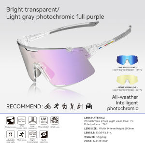RockBros | ROCKBROS ROAD TO SKY Bike Glasses Photochromic + Polarized + Night Vision 3 Lens Sports Sunglasses UV400 Bicycle Eyewear Goggles