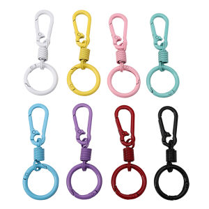1Set 8.5cm Colorful Alloy Keychain Pendant Wealth Clasp Spring Buckle Key Ring Ornament Keyring Connectors Jewelry Findings Accessories