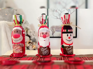 Christmas Wine Bottle Cover Bags Snowman Santa Claus Xmas Doll Dinner Table Decoration