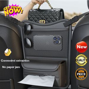 Car Handbag Holder Car Mesh Organizer Net Pocket Purse/Book/Phone HolderTissue Box 3-IN-1 Auto Interior Organizers