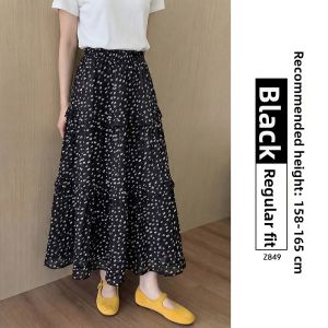 YAYANGREN | Black Floral High Waisted A-Line Skirt