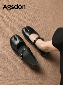 Agsdon | Black Toe-separated Ballet Mary Jane Horse-shoe Shoes