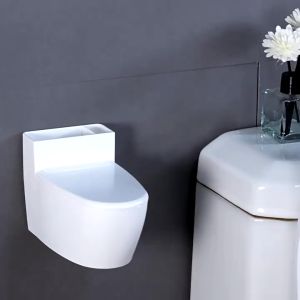 Wall-mounted toilet shape with lid ash tank Creative toilet ash tank storage rack Mobile phone holder Bathroom home decoration