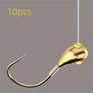10pcs Golden Stainless Steel Overturned Hooks - Durable Fishing Hooks for Bait and Lures Ideal for Angling and Outdoor