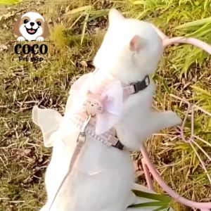 coco_petshopสายจูงสัตว์เลี้ยง เสื้อรัดอก สายจูงแมว สายจูงหมา สายรัดอกลายสก๊อต เชือกจูงสัตว์เลี้ยง ครบชุด