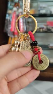 Móc khóa 4 món Thẻ 2 Mặt 8 Phật Bản Mệnh 12 Con Giáp Mix Dây 5 Đồng Xu Quả Bầu Lá Tài Lộc