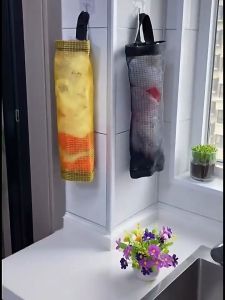 Plastic Garbage Bag Organizer Storage Box Trash Bag Holder Dispenser Mesh Kitchen Home Organizer