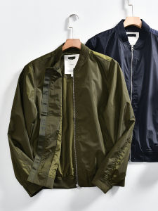 Memory Fabric Lightweight Waterproof Baseball Collar Jacket Mens Fashion Casual Outerwear Spring Autumn Season Polyester Fiber Lining