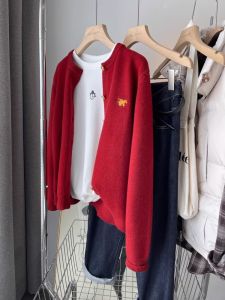 SHIPAILUO | Early Autumn Cashmere Open Cardigan Womens Outerwear Round Neck Knitted Thin Embroidered Woolen Sweater Casual Top