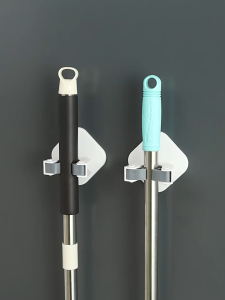 เครื่องมือที่เก็บไม้กวาดติดผนัง สีขาว แถมฟรี กาว 3M รุ่นไม่ต้องเจาะ ติดง่าย ตะขอแขวนติดผนังอเนกประสงค์ 4042