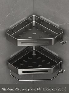 Giá Để Đồ Góc Phòng Tắm Treo Tường Bằng Kim Loại Không Cần Khoan Giá Để Đồ Vệ Sinh Cá Nhân Sang Trọng Đơn Một Lớp