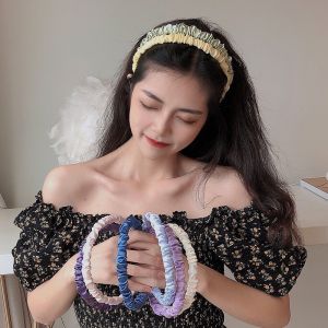 2022 Chiffon Puff Girls Hair Band Korean Cute Pressed Hair Headband Wash Face Outdoor Hairbands Hair Accessories