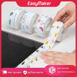 Cartoon Caulk Tape Waterproof Sealing Strip PVC Self-Adhesive Sealing Tape Tub and Wall Anti-Mildew Caulking Sealant Tape for Kitchen Countertop Bathroom Sink Shower Bathtub Toilet Edge Protector 1.5m or 3.2m Length 3.8cm Wide