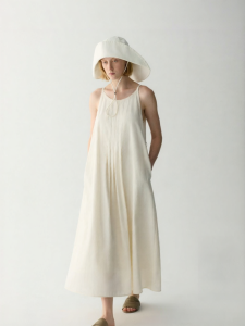 INSIS FEMME | Relaxed Fit Silk-Cotton A-Line Tuck Folded Dress