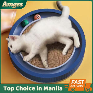 Cat Scratching Board Pet Cat Toy Corrugated Round Cat Scratch Board Resistant Claw Scratching Board Pad Cat Bed Pet Supplies Circular Scratch Pads (Blue)