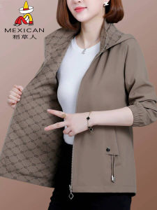 Áo Khoác Hai Mặt Thường Ngày Cho Phụ Nữ Trung Niên Áo Khoác Ngoài Thường Ngày Có Mũ Trùm Đầu Có Túi Dài Tay Bằng Polyester