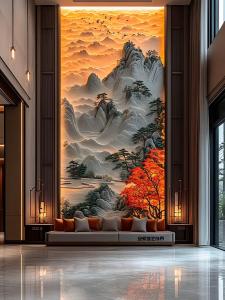 BIHUADASHI | Carved Stereoscopic Background Wall Carbon Crystal Panel Bright Finish