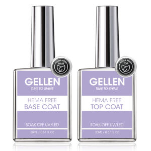 20ml Nail Gel Base and Top Coat Set Ultra Glossy Long Lasting Clear Nail Polish No Wipe Soak Off Curing Needed Easy DIY Manicure