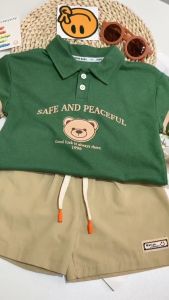 2023 Summer  Children clothes suits High quality printed POLO shirt Comfortable shorts two-piece set