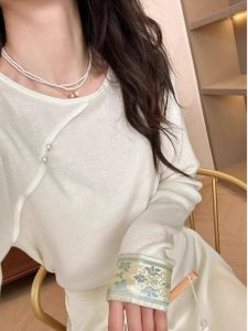 Retro Chinese Style Knitted Sweater Womens Thin Base Layer Inner Wear Top Fashionable Commute Wool Blend Long Sleeve