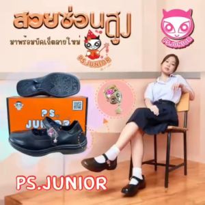 PS.JUNIOR รองเท้านักเรียนผู้หญิง หนังสีดำ รองเท้าคัทชู รุ่น JF41A1