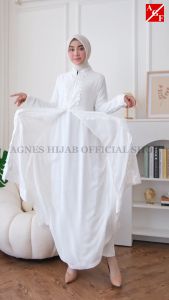 Agnes Hijab - Virly Dress Gamis Putih Lebaran 2026 Terbaru Baju Muslim Wanita Dewasa Gaun Pesta Remaja Abaya Hitam Simple Elegan Haji Umroh 839
