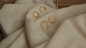 Pawnable 18k Saudi Gold Earrings for Women: Original Fashion Jewelry, Hypoallergenic, Non-Tarnish Hikaw Earrings