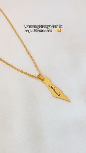 Palestine Necklace - Kalung Logo Peta Palestina Ukir Nama Titanium Anti Karat 100% grafir laser