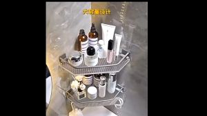 Acrylic Bathroom Shelf Organizer with Hook Wall-mounted Bathroom Storage Rack Punch-free Corner Storage Rack