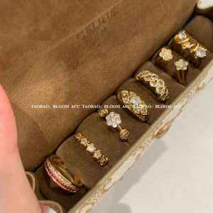 Retro Luxury Brushed Alloy Flower Ring Open Style Womens Fashion Jewelry Versatile Fresh out Design Silver Gold Color Options