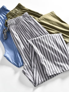 Large Sizes Availiable European and American Orders! Plaid Pure Cotton! Export Tail Goods Men Spring Pure Color Home Straight-leg Casual Pants