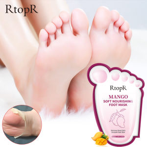 RtopR 1Bag Mango Foot Mask Peel Dead Moisturizing Exfoliating Renewal Pedicure Remove Dead Skin Heel Socks Peeling Foot Care