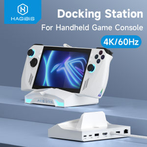 Hagibis ROG Ally/Steam Deck/Switch/OLED Dock 6 in 1 Universal Docking Station With 4K60Hz HDMI USB3.1 10Gbps High Speed Transmission 2.5G RJ45 100W PD RGB Light USB C Hub