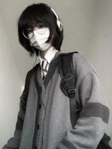 Fall and Winter Gray Idle Style Cardigan Sweater Female Students K-style Loose All-Matching Slimming Knitwear Tops Outerwear Tide