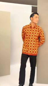 Exclusive Long Sleeve Batik Mens Shirt Formal Casual Cotton