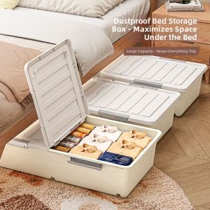 Flat Wheeled Underbed Storage Drawer for Clothes and Blankets