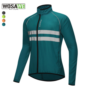 Wosave Road Bicycle Windbreaker Spring Autumn Reflective Long Sleeve Skin Cycling Coat Waterproof Riding Windproof Outerwear